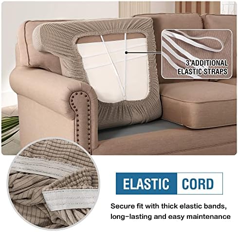 HVERSAILTEX 2 Piece T Cushion Sofa Slipcovers with Elastic Bands 1