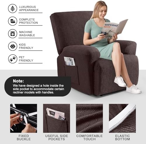 Timeles Extra Wide Recliner Chair Cover Coffee 1