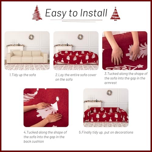MYSKY HOME 71X134 Inch Red Sofa Cover
