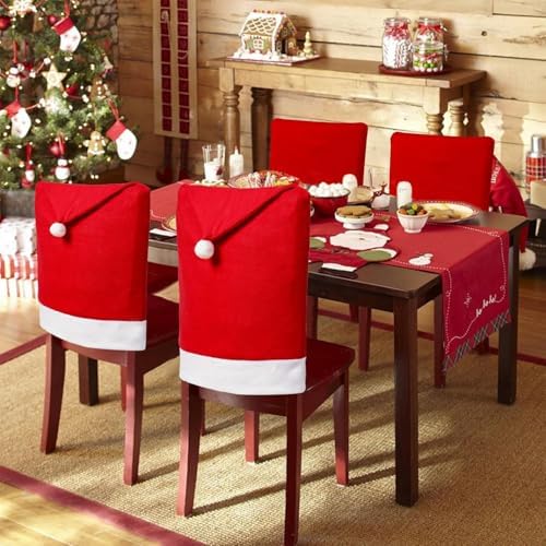 Red Santa Hat Dining Chair Covers Set of 4 1