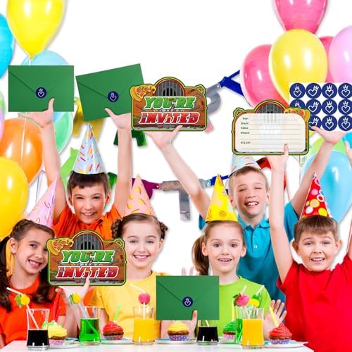 ZQBQC Green Turtles Birthday Invitations for Boys and Girls