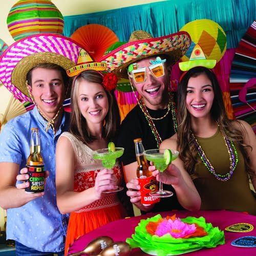 Fun Express 12 Straw Sombrero Hats Brown