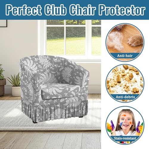FUANGUI 2 Piece Club Chair Slipcover with Skirt Hem