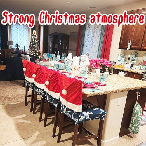 SATXTREM Christmas Chair Covers Set of 4 Red and White