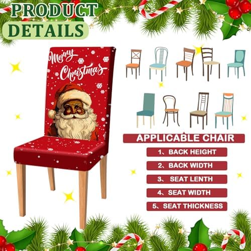 6 Pcs Christmas Dining Chair Covers with Santa Pattern