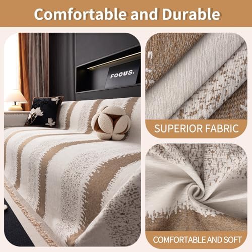 Ferdilan 3 Cushion Sofa Cover Protector Coffee Stripe 71x118