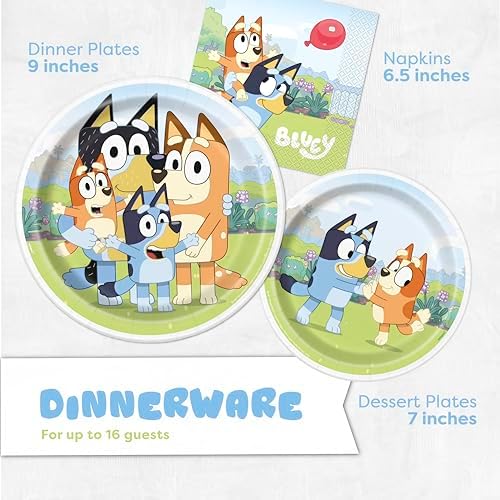 Unique Bluey Birthday Party Supplies Set for 16 Guests