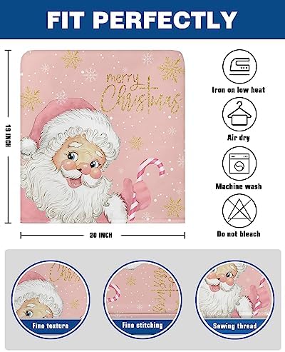 Pink Santa Christmas Chair Covers Set of 4 for Dining Room 1