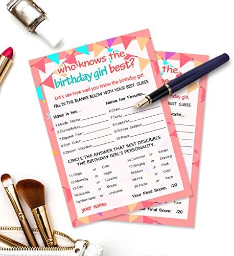 Yangmics Direct Birthday Girl Game Cards 20 Questions