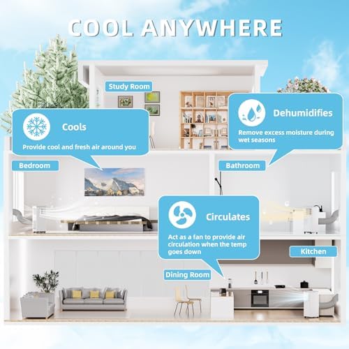DENBIG 8000 BTU Portable Air Conditioner with Dehumidifier and Fan White