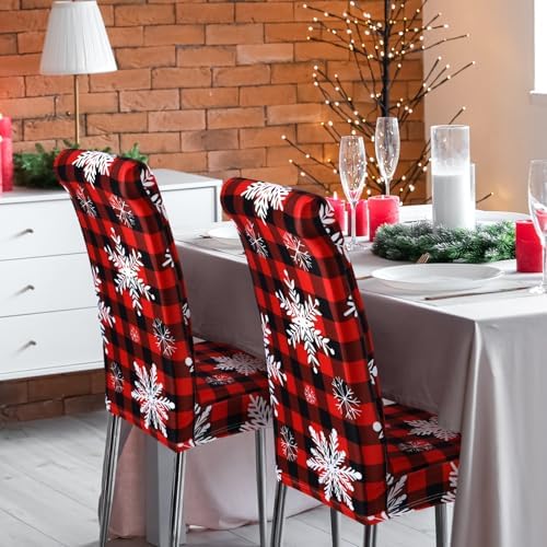 Preboun 6 Pcs Christmas Chair Covers with Snowflake Pattern