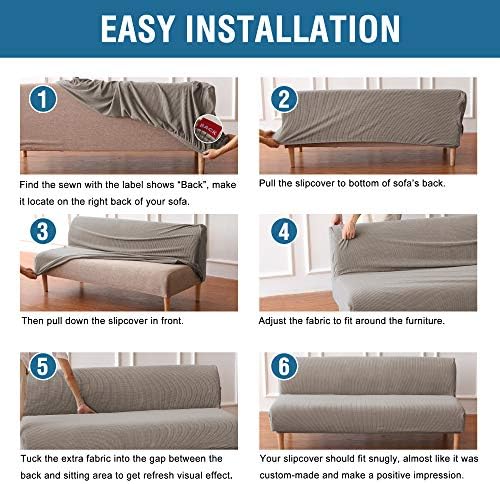 HVERSAILTEX Stretch Jacquard Futon Slipcover Taupe