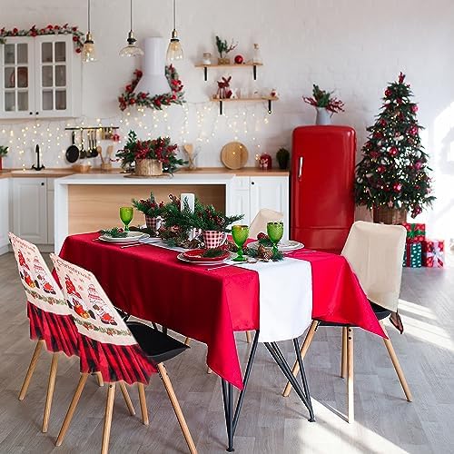 Christmas Chair Covers 4 Piece Burlap Plaid Gnomes