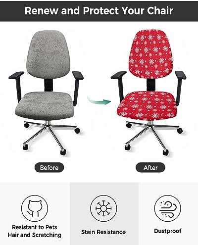 Christmas Snowflake Office Chair Covers 2 Piece Soft Stretchable