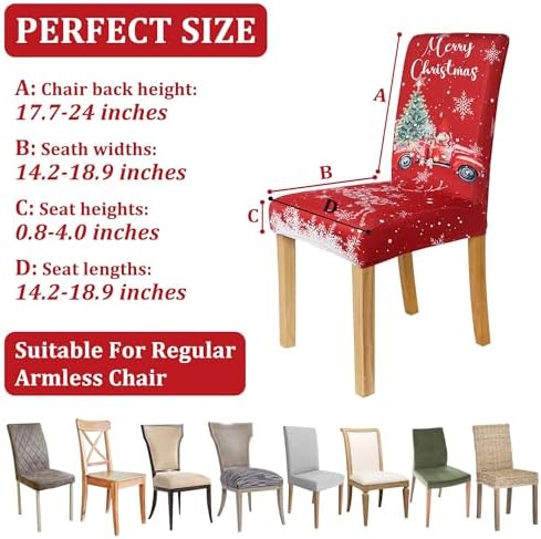 Christmas Chair Covers Set of 4 Red Truck Design
