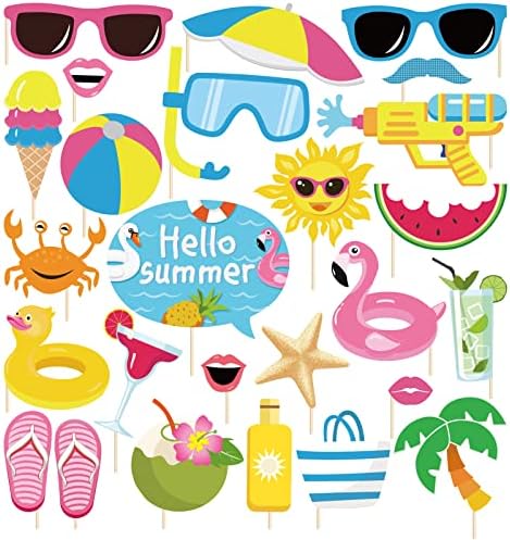 25Pcs Pool Photo Booth Props for Summer Party