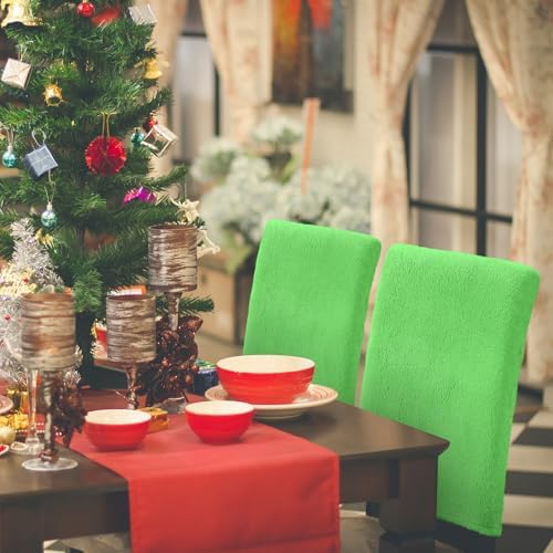 Christmas Chair Covers Set of 4 Luxury Plush Lime Green Chair Back Covers