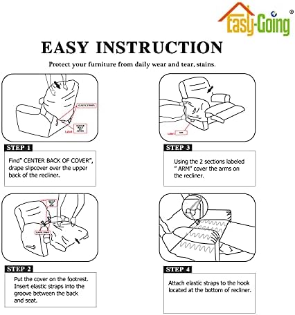 Easy-Going 4-Piece Microfiber Stretch Recliner Slipcover - Light Gray