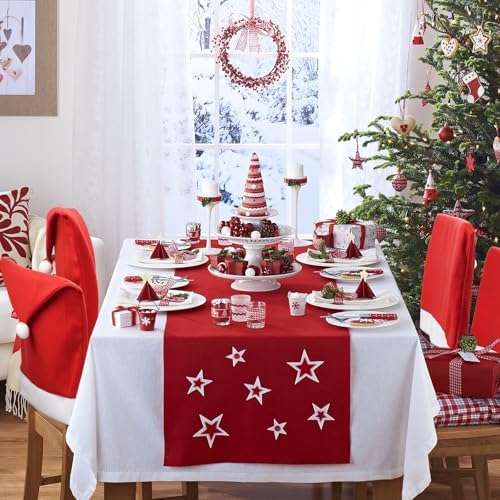 8 PCS Red Christmas Chair Covers with Santa Hat Design