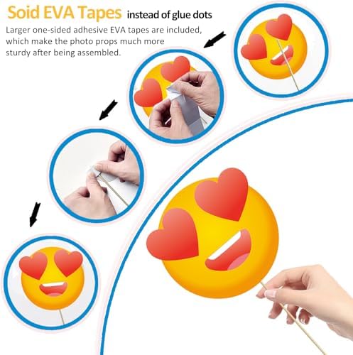 35pcs Insta-Themed Selfie Photo Booth Props with Emoji and Speech Bubbles