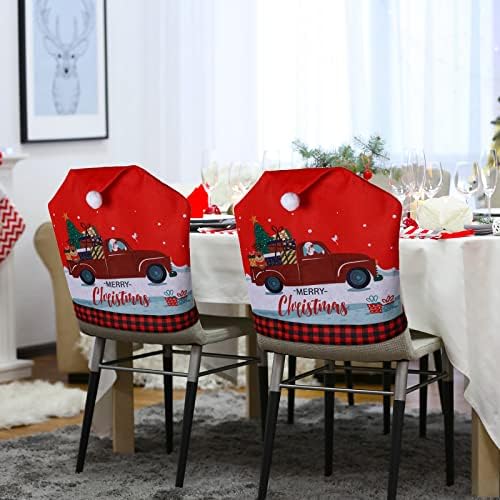 Yinder 6 Pcs Christmas Chair Covers with Santa Hat Design