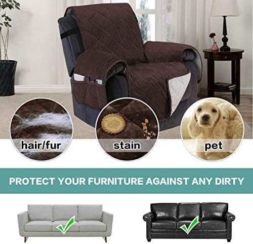 Turquoize Velvet Recliner Cover with Elastic Straps