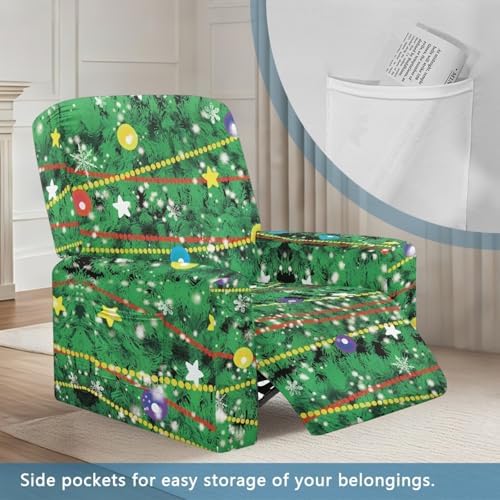 Lazyboy Recliner Chair Cover with Christmas Lights Green 4-Piece Set