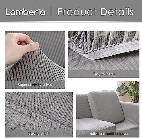 Lamberia High Stretch Sofa Cover for 3 Cushion Couch 4 Pieces 1