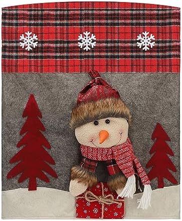 FQQWEE 4PCS Christmas Chair Covers with Santa Snowman Designs