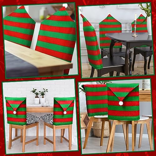 Newwiee 8 Pcs Christmas Chair Covers Set Santa Hat Slipcover