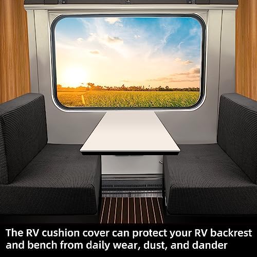 RV Dinette Cushion Covers - Stretchable Loveseat Sofa Protector Black