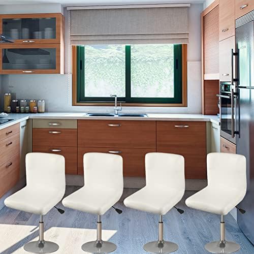HFCNMY Bar Stool Covers 4 Pack Stretch Waterproof PU With Backs Beige