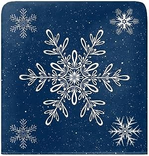 Navy Blue Snowflake Christmas Chair Back Covers 4 Pack 1