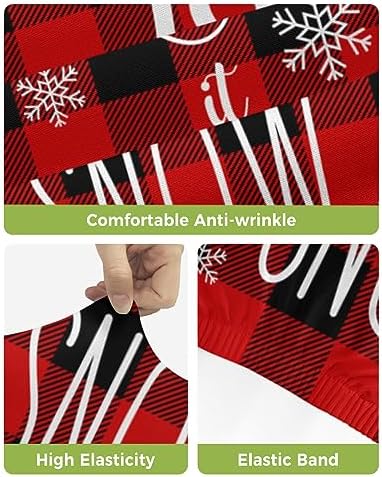 Christmas Snowflake Bar Stool Covers Set of 4 Red Black Plaid