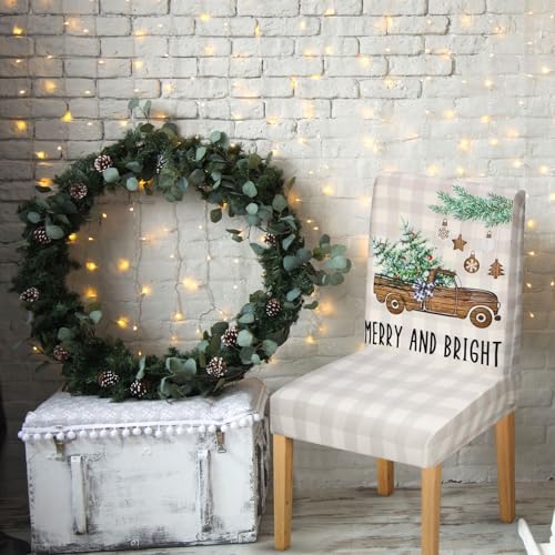 Moukeren 4 Pcs Christmas Dining Chair Covers
