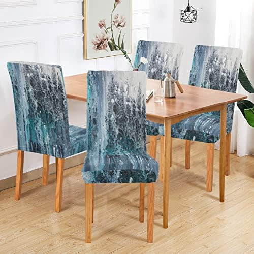 Turquoise Blue Black White Gray Dining Chair Slipcovers 4 Pack Universal Fit