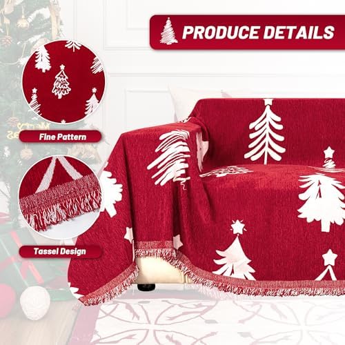 MYSKY HOME 71X134 Inch Red Sofa Cover