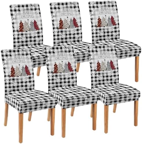 Buffalo Plaid Xmas Chair Covers Set of 6