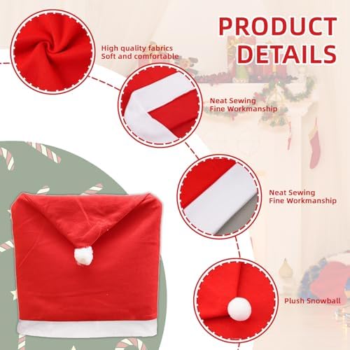 Christmas Chair Covers Set of 6 Santa Hat Decor