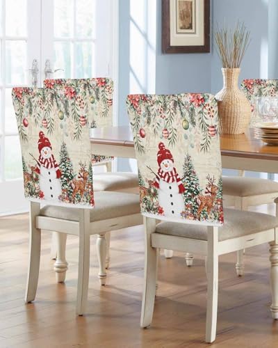 Rustic Snowman Christmas Chair Covers Set of 6