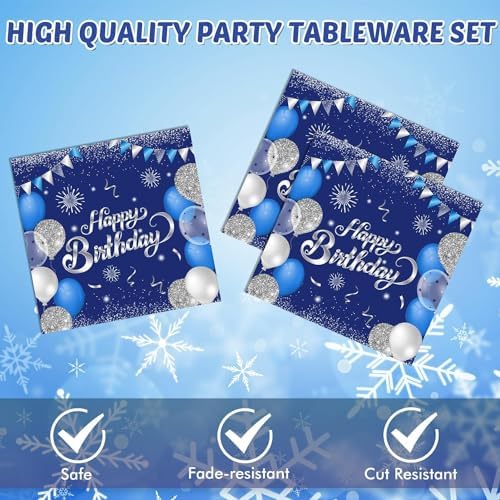 40PCS Blue and Silver Birthday Napkins for Parties