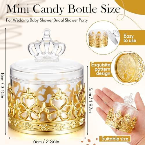 Cunhill 36 Pcs Mini Candy Bottles with Lids Gold Design