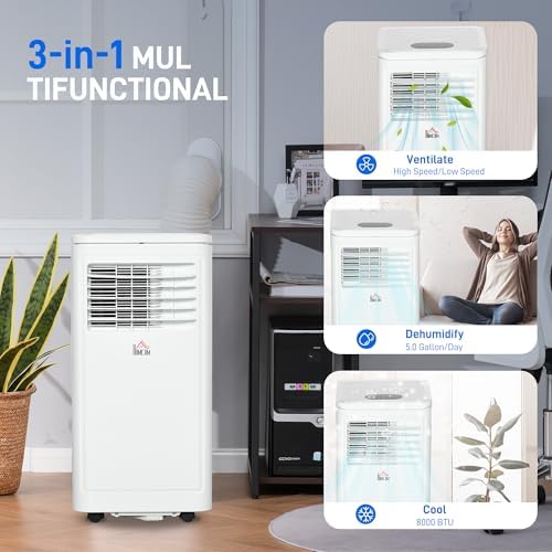 HOMCOM 8000 BTU Portable AC Unit for 344 Sq Ft Room