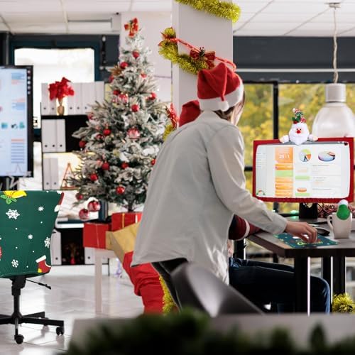 Christmas Office Chair Covers Set with Monitor and Mouse Pad 1