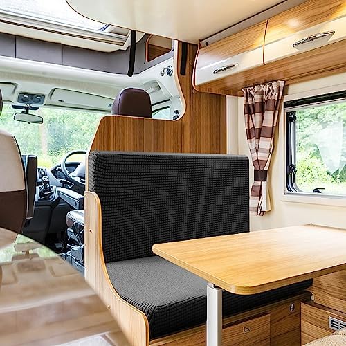 RV Dinette Cushion Covers - Stretchable Loveseat Sofa Protector Black