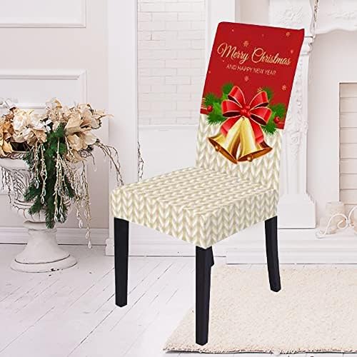 ITFRO Christmas Chair Covers Set of 6 Red Wine and Beige