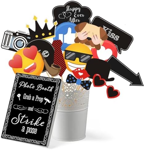 35pcs Insta-Themed Selfie Photo Booth Props with Emoji and Speech Bubbles