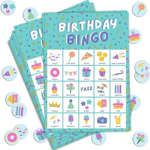 Birthday Bingo Game for Kids Party Blue