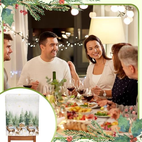 FuWeave 6 Pcs Christmas Chair Covers Linen Set