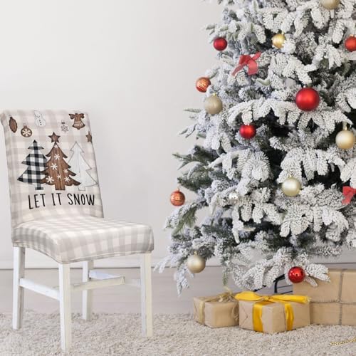 Moukeren 4 Pcs Christmas Dining Chair Covers